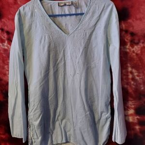 Caribbean Light Blue Embroidered Tunic